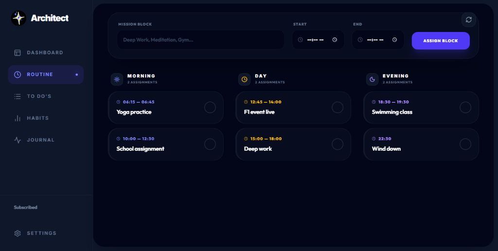 Dynamic Routines Full UI